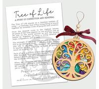 Décoration arbre de vie - Carte Une histoire de connexion et de renouvellement - Motif cercle d'arbre en bois - Symbole de la force, de la croissance et de l'harmonie - Souvenir inspirant reflétant