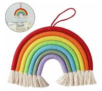 Décoration Arc-En-Ciel En Macramé, Tapisserie Bohème En Cordon Fait Main, Fil De Coton, Décoration D'anniversaire Pour Enfants, Macramé Composé De 7 Cordons Tressés (2)