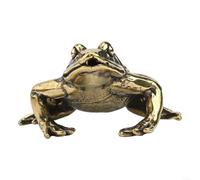 Décoration artisanale grenouille en laiton avec détails distinctifs et finition chaude adaptée pour étagère de bureau ou vitrine de cheminée