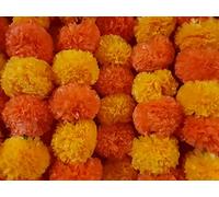 Décoration Artisanale Guirlande de Fleurs de souci Artificielle de 5 m de Long Orange Clair et Orange foncé