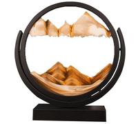 Décoration artistique de sable mobile de 25,4 cm, art de sable 3D, mouvement liquide, sculpture de bureau rotative à 360°, peinture sur sable, décoration de salon, artisanat en verre , cadre noir ( Co
