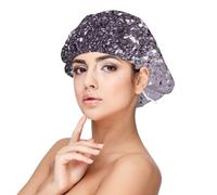 Décoration artistique scintillante et brillante en forme de dame lavande,Bonnet de nuit en satin pour adulte - Bonnet de nuit élastique pour femme, couvre-cheveux de nuit