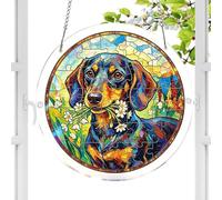 Décoration attrape- | Puzzle en acrylique teinté teckel de 19 cm | Décoration murale en forme de chien mignon, pour fête, salon, chambre à coucher, entrée, jardin, cour extérieure