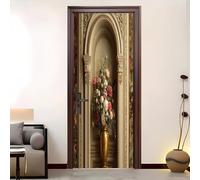 Décoration Autocollant Porte 73x205 cm Style EuropéEn RéTro Auto Adhésif Vinyle Affiche De Porte Sticker Mural Chambre Salle De Bain Or Papier Peint Art Décor