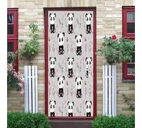 Décoration Autocollante de Porte 90x200 cm Panda de Dessin Animé Auto-Adhésif Vinyle, Affiche de Porte Décorative Gris Papier Peint Art-Effet Trompe-l’Œil, Sticker Intérieur