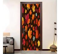 Décoration Autocollante de Porte 90x200 cm ThèMe De La Feuille D'éRable D'Automne Auto-Adhésif Vinyle, Affiche de Porte Décorative Rouge Papier Peint Art-Effet Trompe-l’Œil, Sticker Intérieur
