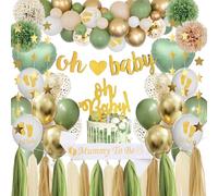 Décoration Baby Shower Garçon Fille,Decoration Bapteme Vert Sauge avec Mummy to be Echarpe ,Oh Baby Bannière, Ballons de Confetti pour Gender Reveal Party Decoration