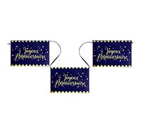 Décoration Banderole Joyeux Anniversaire Bleu Marine et doré Or 5m (x1) REF/5666 fête