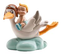 Décoration Baptême Fille, Figurine en résine, Cigogne Volant avec Un Bébé, 10,5 cm de Hauteur, Décoration Volant COFFRET THEMATIQUE