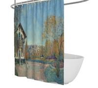 Décoration bleue Rideau de douche Town View Vintage Townhouse 100x180cm