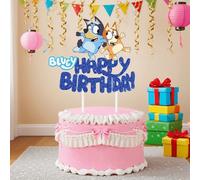 Décoration Bluey Chien bleu de dessin animé Bingo Joyeux anniversaire Décoration de fête, Décoration de fête thème Bruy, Décoration de festival parfaite, Petit cadeau de décoration exquis Taille Uniqu
