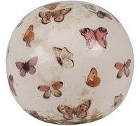 Décoration boule beige papillons céramique 10x10cm
