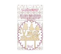 Décoration Cake Topper en bois Noël - Xmas - 9 x 13 cm