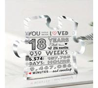 Décoration centrale en acrylique pour 18ème anniversaire - "Vous avez vécu pendant 18 ans" Design de patchwork, décoration de bureau transparent en PMMA, convient pour la maison et la chambre, cadeau