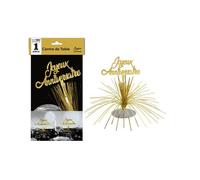 Décoration centre de table Joyeux Anniversaire doré or métallique (x1) REF/CDT00OR