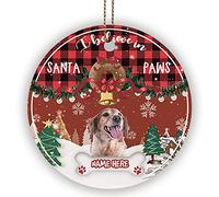 Décoration Céramique Sapin De Noël Chien Je Crois Au Père Noël Pattes Adorable Chien Breton Personnalisé Decoration Noel Sapin Élégant Souvenir pour Fête Famille Artisanat