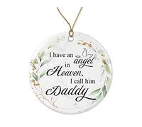 Décoration Céramique Sapin De Noël Papa, J'Ai Un Ange Au Ciel Que J'Appelle Papa. Personnalisé Décoration Noel Créatif Ornement Céramique pour Famille Fenêtre Fête