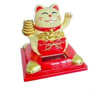 Décoration chat porte-bonheur qui agite automatiquement à la lumière du soleil, une idée unique pour vos amis et votre famille (jaune)