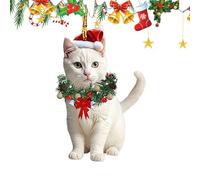 Décoration Chat pour Sapin De Noël - Pièce Maîtresse 2D Souvenir - Ornements Animaux Mignons - pour Fête Hivernale Célébration Saisonnière Cheminée Lieu de Travail