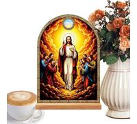 Décoration chrétienne pour la maison Jésus Vierge Marie Support acrylique avec base en bois