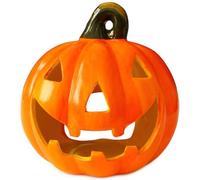 Décoration citrouille en céramique - 17 x 14 cm - Jack Lantern - Citrouille d'Halloween - Décoration d'extérieur effrayante pour bougies chauffe-plat LED - Lanterne citrouille comme décoration