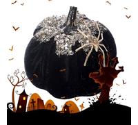 Décoration Citrouille - Petite Décoration Citrouille pour Halloween - Figurine Velours 3D avec Araignée pour Fêtes Maison Bureau Table Fenêtre