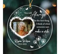 Décoration commémorative de Noël 2025 personnalisable avec nom de l'année, inscription « You Will Always Be The 1st Thing I Think of When Someone Says Make A Wish »