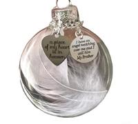 Décoration commémorative de Noël transparente - Boule de plumes à suspendre avec gravure « My Heart Is In Heaven » en plastique transparent souvenir pour arbre ou mur