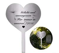 Décoration commémorative en forme de cœur pour tombe 28 cm - Acier inoxydable de qualité supérieure pour panneau hommage - Décoration de cimetière toutes saisons pour les proches perdus (D)