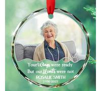 Décoration commémorative en verre avec image et nom personnalisés pour la perte de vos proches, vos ailes étaient prêtes mais nos cœurs n'étaient pas des ornements de Noël, ornement commémoratif