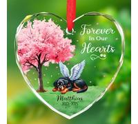 Décoration commémorative en verre commémoratif Rottweiler 2025, motif chien éternel dans nos cœurs, décoration de Noël, nom et année personnalisés pour perte d'animaux de compagnie, cadeaux souvenirs