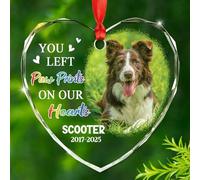 Décoration commémorative en verre personnalisée avec empreintes de pattes laissées sur nos cœurs 2025, cadeau de Noël pour chien, papa, maman, année personnalisée et nom des chiens