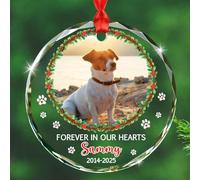 Décoration commémorative en verre pour deuil de chien avec photo personnalisée - Cadeau pour la perte d'un chien - Cadeau personnalisé pour la perte d'un chien - Décoration en verre souvenir pour