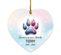 Décoration commémorative personnalisée pour animal de compagnie, souvenir de deuil en forme de patte d'animal de compagnie, nom personnalisé Forever in Our Hearts Ornement de Noël 2025, ornement