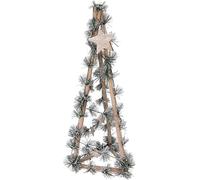 Décoration cône LED avec aiguille de pin et étoile en bois pour affichage de vacances 70 cm