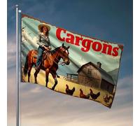 Décoration cool pour chambre de gars, femme, cheval avec poules devant de la grange. Drapeau Happy Camper Cadeaux de chambre pour filles (152 x 244 cm)