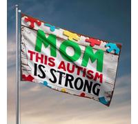 Décoration cool pour chambre de gars, maman « This Autism Is Strong » - Cadeau de camping - Drapeaux de chambre pour filles (60 x 90 cm)