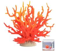 Décoration corallienne, décoration artificielle de récif corallien, 6.7x2.6 '' faux ornement, sculpture décorative Sculpture plage salle pour aquariums, chars à poisson orange rouge, récif de décor