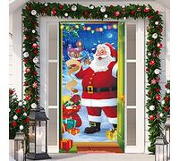Décoration Couverture de Porte de Noël Toile de Fond de Père Noël Couverture de Porte de Noël Suspendue Toile de Fond de Veille de Noël Bannière de Père Noël Drôle pour Nouvel An Noël