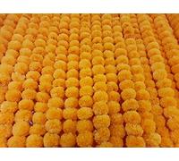 Decoration Craft Lot de 5 guirlandes de Fleurs de souci artificielles Orange Clair de 1,5 m de Long pour fêtes, Mariages Indiens, décorations à thème Indien, décoration d'intérieur, Accessoire Photo,