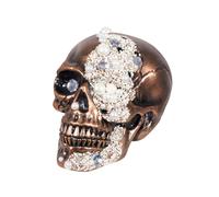 Décoration Crâne Orné Diamants 16 X 15 X 21 Cm Marron