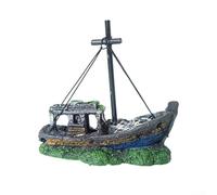 Décoration créative pour aquarium en résine sûre, avec trous de ventilation et design réaliste pour l'aménagement paysager et les activités de poissons (09 petit bateau)