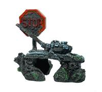 Décoration créative pour aquarium en résine sûre, avec trous de ventilation et design réaliste pour l'aménagement paysager et l'activité de poissons (aquarium endommagé)