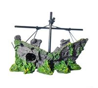 Décoration créative pour aquarium en résine sûre, avec trous de ventilation et design réaliste pour l'aménagement paysager d'aquarium et les activités de poissons (bateau brisé)