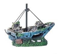 Décoration créative pour aquarium en résine sûre, avec trous de ventilation et design réaliste pour l'aménagement paysager et les activités de poissons (08 petit bateau)