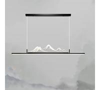 Décoration créative pour la maison Grand lustre linéaire brossé D variateur LED moderne longue bande lampe suspendue îlot de cuisine montagne noir blanc plafond suspendu pour salle à manger salon LWX