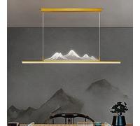 Décoration créative pour la maison Grand lustre linéaire brossé D variateur LED moderne longue bande lampe suspendue îlot de cuisine montagne noir blanc plafond suspendu pour salle à manger salon LWX