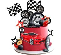 Décoration Cupcake Voiture, Cars Décoration Gâteau de Course (Rouge)