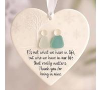 Décoration d’amitié en forme de cœur en verre de mer - décoratif artisanal en, souvenir intemporel de l’amitié, ornement suspendu pour sapin de Noël, fenêtre, mur ou bureau, cadeau pour meilleure amie