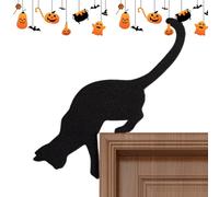 Décoration D’Angle De Porte Halloween en Métal, Panneau Mural Chat Noir | Silhouette De Chat Décorative, Ornement D’intérieur, Panneau De Porte Festif, Murale pour Salon, Chambre, Entrée Ou Bur